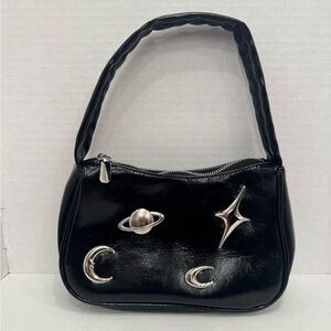 Celestial shoulder bag Glossy patent-look PU leather material Moon, Star, Planet
